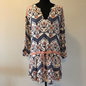 Women’s En Elly Floral Patterned Long sleeve Drop waist Dress size M